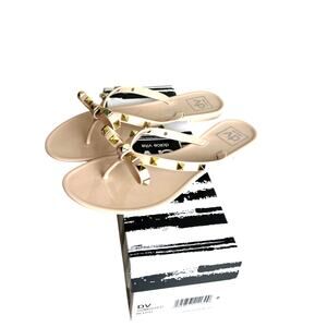 Dolce Vita Womens 8 Sunkissed Blush Jelly Slip-On Sandals Gold Studded Bow NEW
